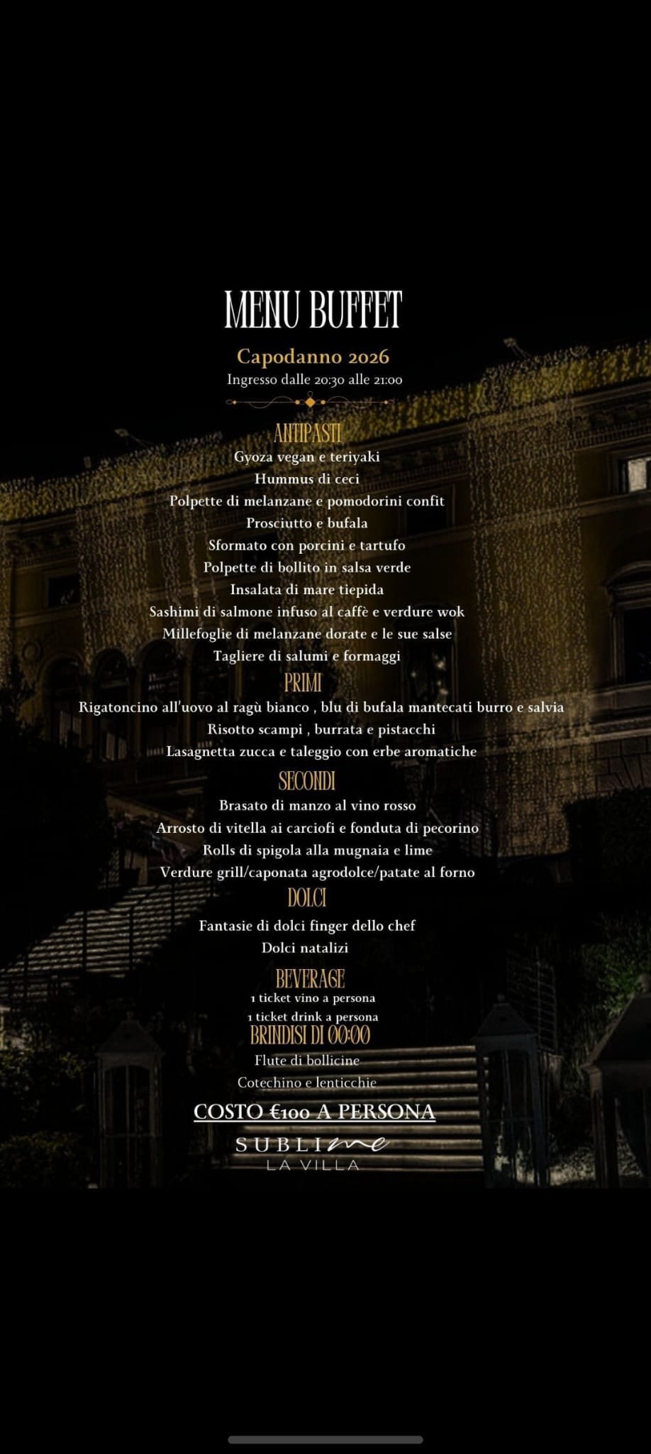 Cena di Gala e Discoteca - Sublime La Villa Capodanno 2026