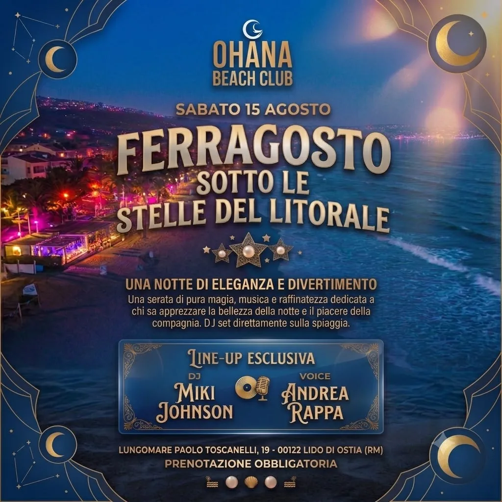 Ferragosto sotto le Stelle all'Ohana Beach Club Ostia 2026