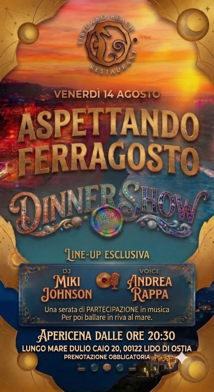 Dinner Show di Ferragosto al Tibidabo Ostia 2026